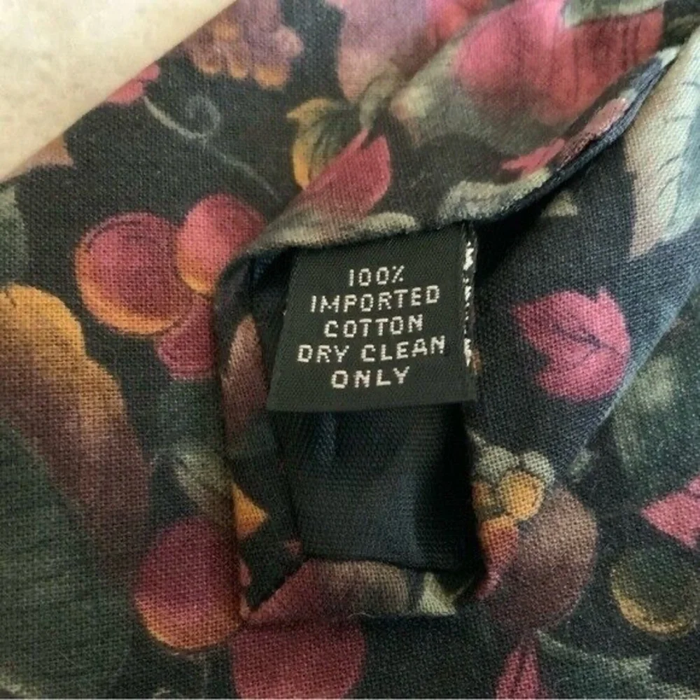 Mens Vintage Rohde Royce Tie Multicolor Floral Fruit Print 100% Cotton Necktie